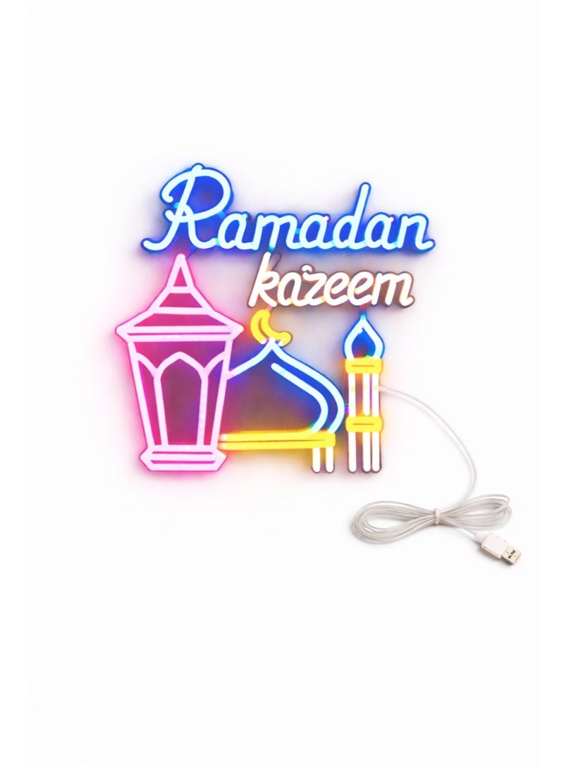 مصباح جداري LED رمضان كريم يعمل بمنفذ USB - مصباح ليلي إسلامي متعدد الألوان للمنزل والباب والديكور الخارجي - سلك بطول مترين، موفر للطاقة - Image 2
